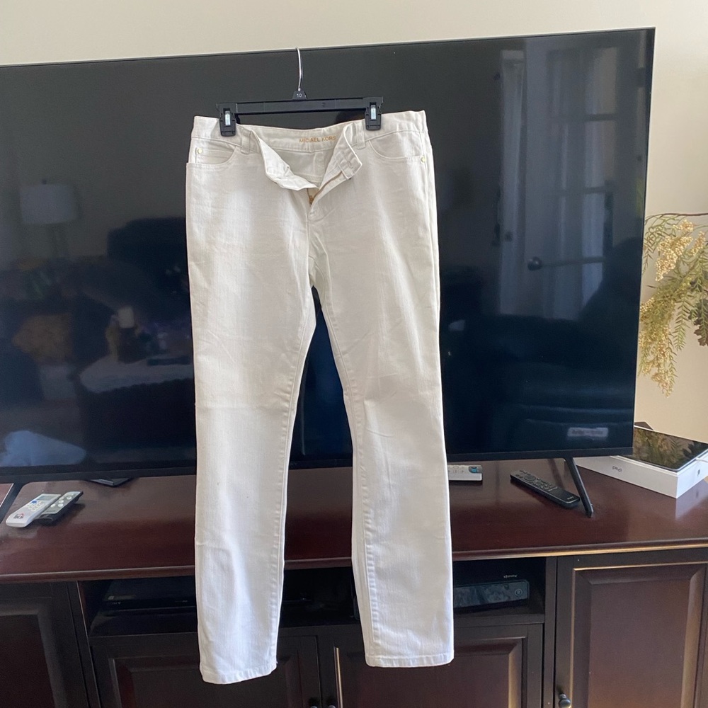 KORS Michael Kors Cream Straight-Leg Pants Size: 10 NEVER WORN.